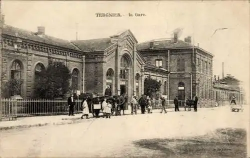 Ak Tergnier Aisne, Bahnhof