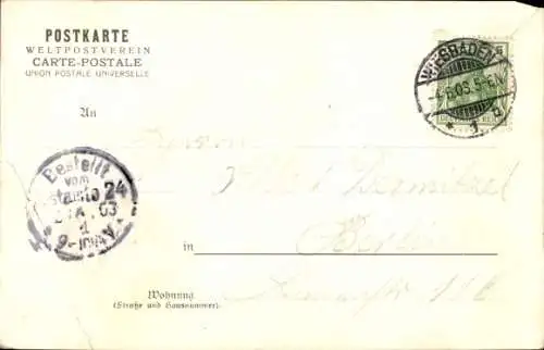 Passepartout Ak Wiesbaden in Hessen, Festspiele zu Wiesbaden 1903, Wappen