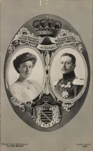 Wappen Ak Großherzog Wilhelm Ernst von Sachsen Weimar Eisenach, Carola Feodora