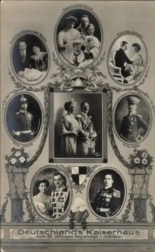 Ak Deutschlands Kaiserhaus unter Wilhelm II., 25-jähriges Regierungsjubiläum, Prinzen, Prinzessinnen