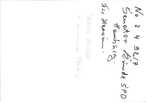 Ak Politiker Ortwin Runde, Bürgermeister von Hamburg, Autogramm