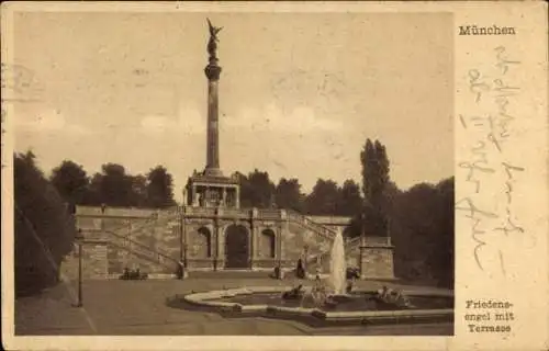 Ak München, Friedensengel, Terrasse