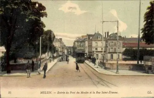 Ak Melun Seine et Marne, Eingang Pont du Moulin, Rue Saint Etienne