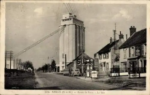 Ak Nangis Seine et Marne, Route de Paris, Silo