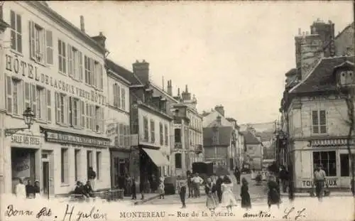 Ak Montereau Seine et Marne, Rue de la Poterie, Hotel de la Croix Verte