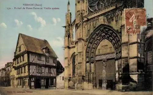 Ak Vernon Eure, Portal de Notre-Dame, Vieille maison