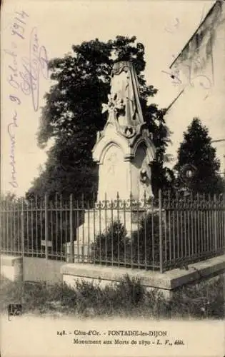 Ak Fontaine-lès-Dijon Côte d'Or, Monument des Morts de 1870