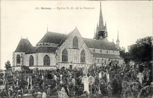 Ak Bernay Eure, Kirche Notre Dame de la Couture, Friedhof