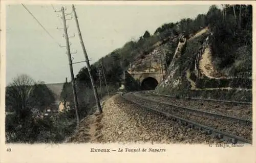 Ak Évreux Eure, Tunnel de Navarre, Gleise