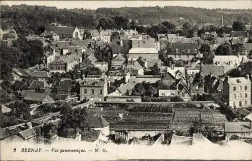 Ak Bernay Eure, Vue panoramique