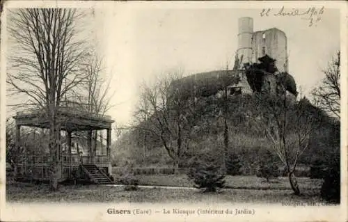 Ak Gisors Eure, Le Kiosque, Interieur du Jardin