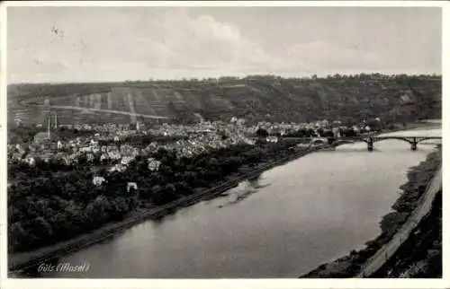 Ak Güls an der Mosel Koblenz am Rhein, Panorama, Rhein, Brücke