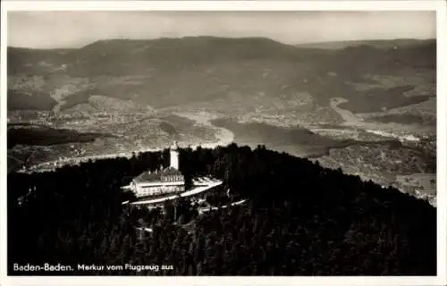 Ak Baden Baden am Schwarzwald, Merkur, Luftbild, Panorama