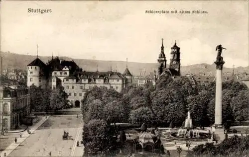 Ak Stuttgart in Württemberg, Schlossplatz, altes Schloss