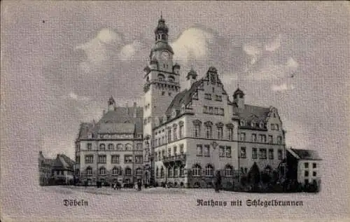 Ak Döbeln in Sachsen, Rathaus mit Schlegelbrunnen