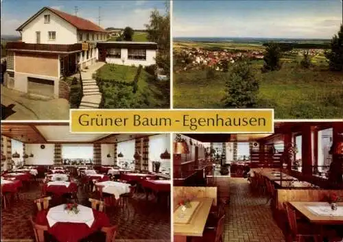 Ak Egenhausen im Nordschwarzwald, Gasthof-Pension Grüner Baum, Speiseraum