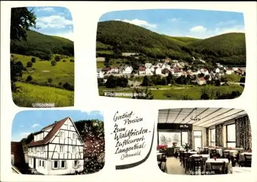 Ak Langenthal Hirschhorn am Neckar Hessen, Ulbachtal, Blick auf den Ort, Gasthof Zum Waldfrieden