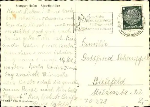 Ak Hofen Stuttgart in Württemberg, Max-Eyth-See