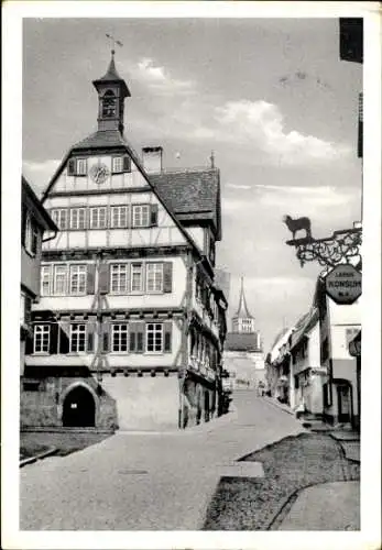 Ak Sindelfingen in Württemberg, Lange Straße, altes Rathaus, Martinskirche