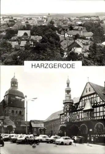 Ak Harzgerode am Harz, Teilansicht, Markt, Rathaus