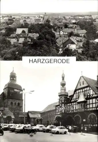 Ak Harzgerode am Harz, Teilansicht, Markt, Rathaus