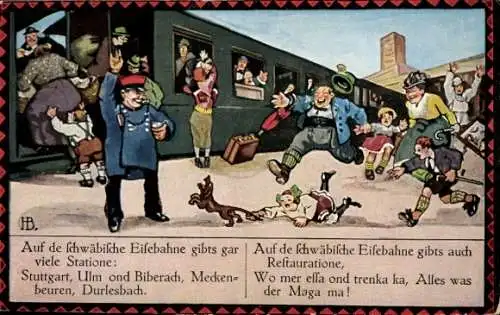 Lied Künstler Ak Boettcher, Hans, Auf de Schwäbische Eisebahne, Bild 1