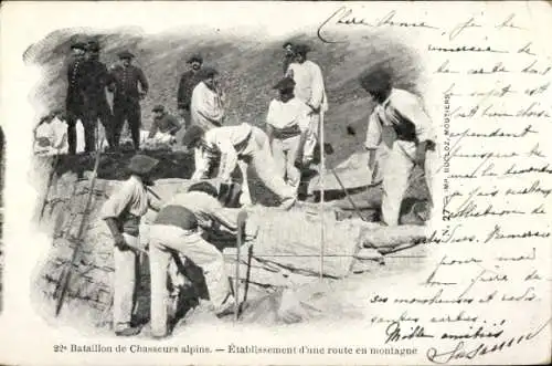 Ak 22. Bataillon der Alpenjäger, Einrichtung einer Gebirgsstraße