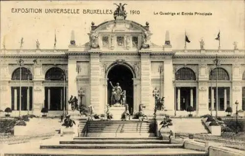 Postkarte Brüssel Brüssel, Ausstellung 1910, Quadriga