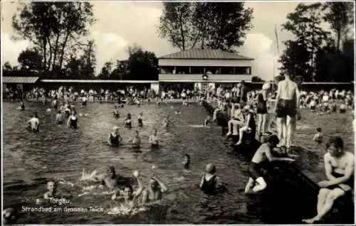 Ak Torgau an der Elbe, Strandbad am Großen Teich