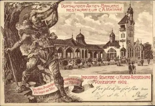 Künstler Ak Düsseldorf, Gewerbeausstellung 1902, Dortmunder Aktien Brauerei, Restaurateur C.A Mataré