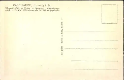 Ak Coswig in Sachsen, Café Saupe, Innenansicht