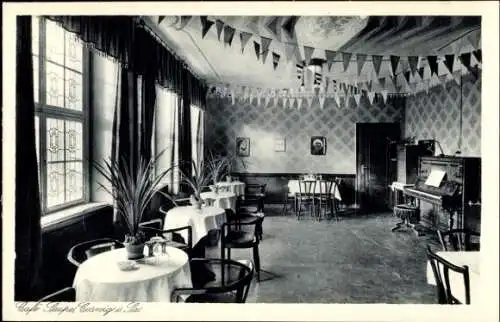 Ak Coswig in Sachsen, Cafe Saupe, Innenansicht