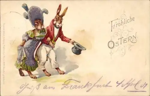 Ak Glückwunsch Ostern, Osterhasen, Liebespaar