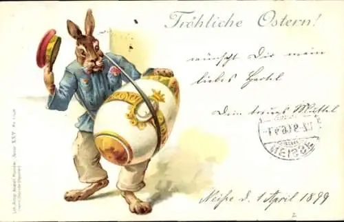 Litho Glückwunsch Ostern, Osterhase, Osterei