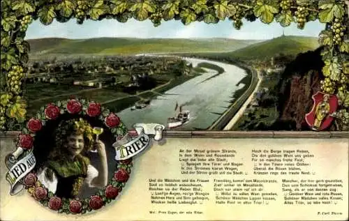 Ak Trier an der Mosel, Panorama, Lied auf Trier