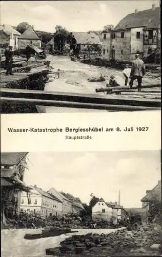 Ak Berggießhübel in Sachsen, Wasser Katastrophe 1927, Hauptstraße