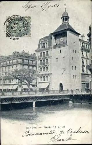 Ak Genf Stadt Schweiz, Tour de l'Ile, Turm, Vacheron et Constantin