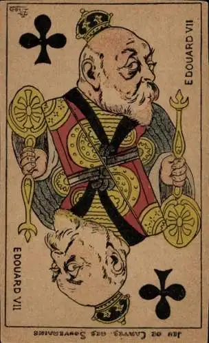 Ak Edward VII, König von Großbritannien, Kreuz, Spielkarte, Karikatur