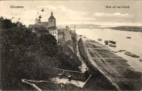 Ak Grudziądz Graudenz Westpreußen, Panorama, Schloss