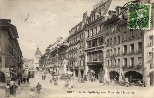 Ak Bern Stadt Schweiz, Spitalgasse, Rue de l'Hôpital