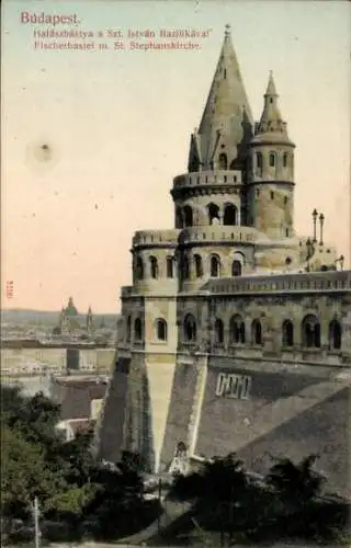 Ak Budapest Ungarn, Fischerbastei mit Sankt Stephanskirche