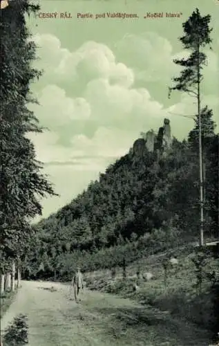 Ak Jičín Jitschin Region Königgrätz, Český ráj, Wegepartie, Wald, Ruine