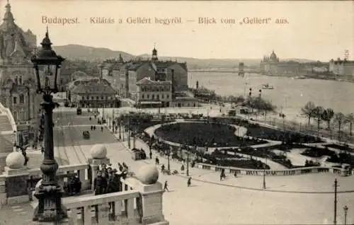 Ak Budapest Ungarn, Panorama, Blick vom Gellert