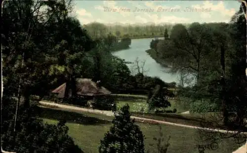 Ak Richmond Yorkshire England, Blick von Terrace Gardens