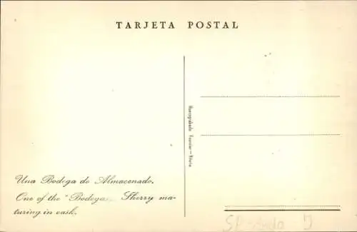 Ak Jerez de la Frontera Andalusien Spanien, Palomino & Vergara, Bodegas, Sherry reift im Fass