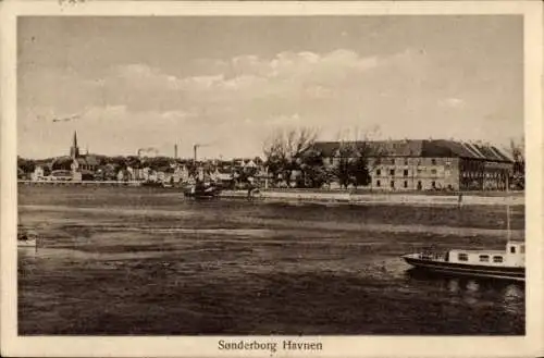 Ak Sønderborg Sonderburg Dänemark, Havnen, Partie im Hafen