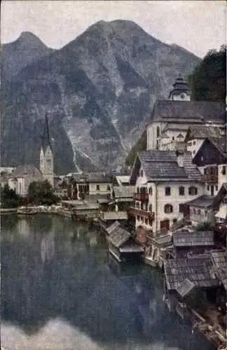 Ak Hallstatt in Oberösterreich, Hirlatz, Kirche, Teilansicht der Stadt