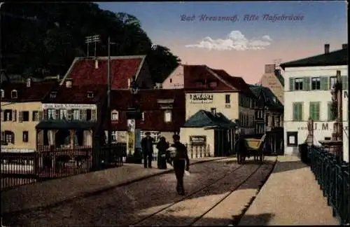 Ak Bad Kreuznach in Rheinland Pfalz, Alte Nahebrücke