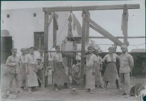 Foto Lüderitz Namibia, DSWA, Schmiede, Hufbeschlagung, Pferd, Kran