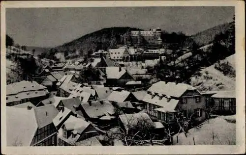 Ak Stolberg im Harz, Dorfpartie im Winter